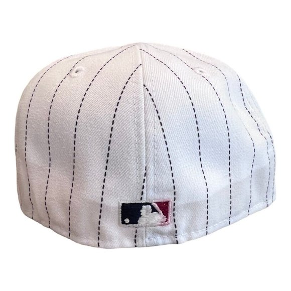 New Era Atlanta Braves Retro Pinstripe 59FIFTY Fitted Hat Cap White - Picture 7 of 7